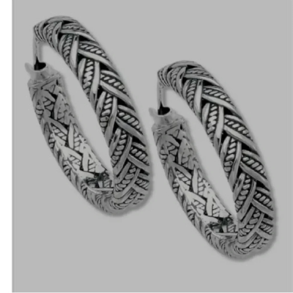 Samuel B 925 sterling silver hoop 1” earrings & all extra items for pierced ears - Picture 3 of 4